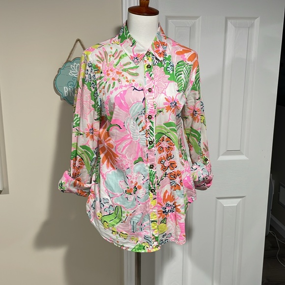 Lilly Pulitzer for Target Nosey Posey Floral Button up Blouse Size M - Picture 4 of 7